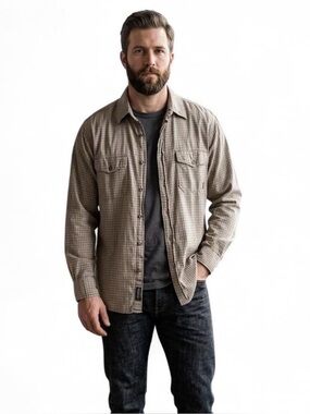 Nautica Plaid Shirt in Beige and Brown